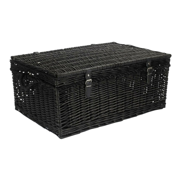 Red Hamper 67cm Black Wicker Rope Handled Picnic Basket