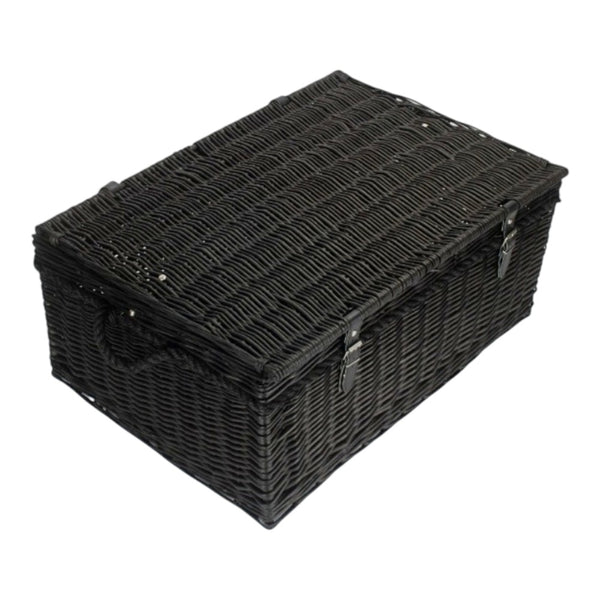 Red Hamper 67cm Black Wicker Rope Handled Picnic Basket