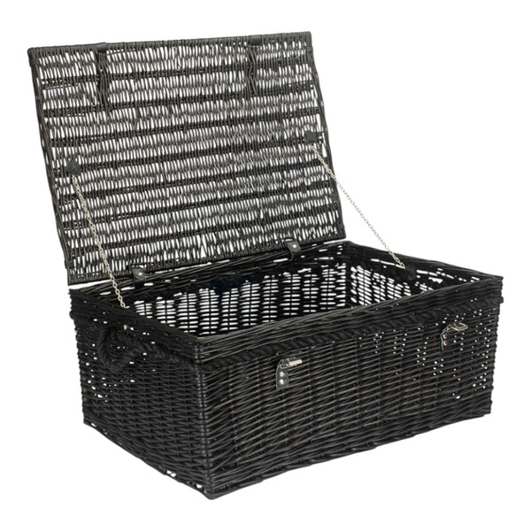 red hamper 67cm Black Wicker Rope Handled Picnic Basket