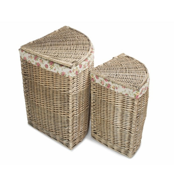 Red Hamper Antique Wash Corner Garden Rose Cotton Lined Laundry Basket