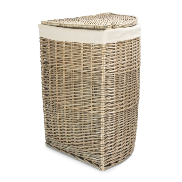 Red Hamper Antique Wash Corner White Cotton Lined Laundry Basket