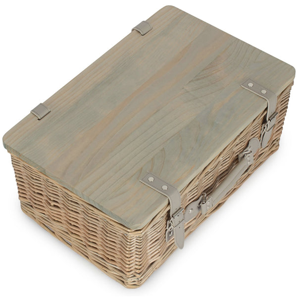 Red Hamper Antique Wash Empty Picnic Basket With Pinewood Lid