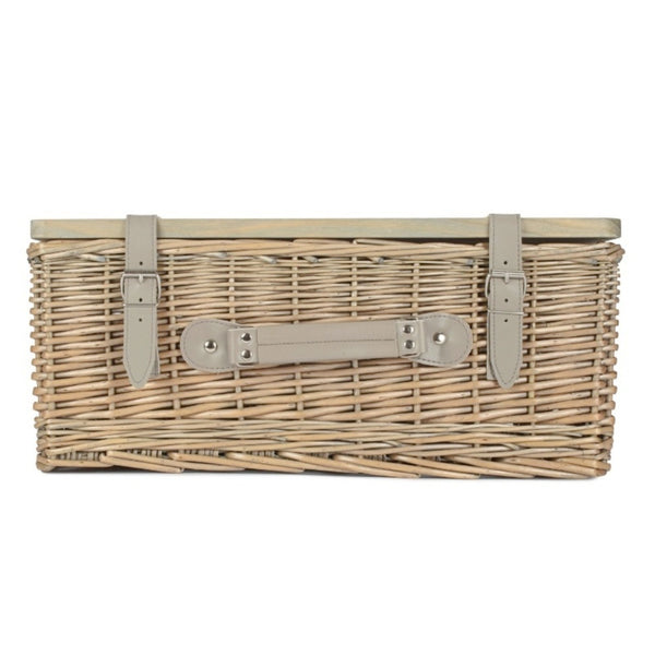 Red Hamper Antique Wash Empty Picnic Basket With Pinewood Lid