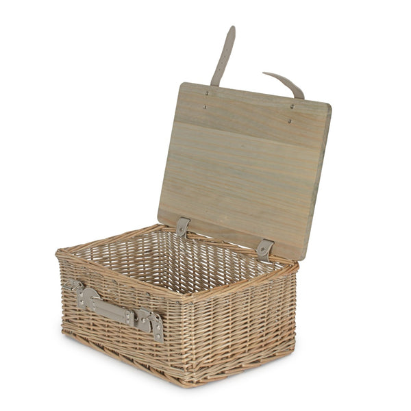 red hamper Antique Wash Empty Picnic Basket with Pinewood Lid