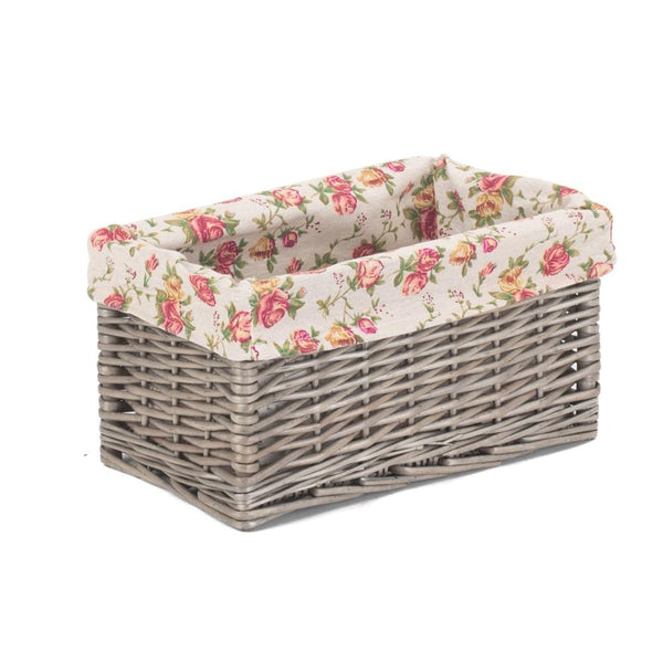 Red Hamper Antique Wash Garden Rose Wicker Storage Baskets