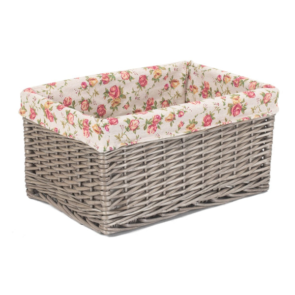 Red Hamper Antique Wash Garden Rose Wicker Storage Baskets