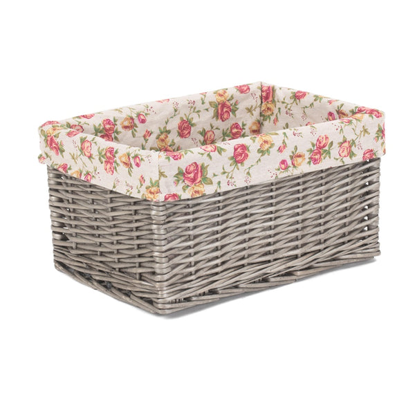 Red Hamper Antique Wash Garden Rose Wicker Storage Baskets