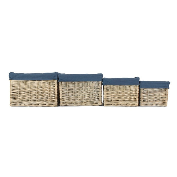 Red Hamper Antique Wash Navy Cotton Lined Willow Storage Basket