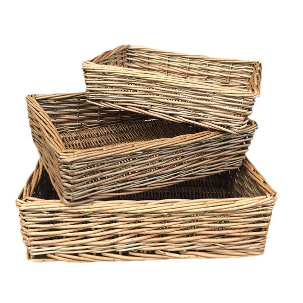 red hamper Antique Wash Rectangular Straight Sided Wicker Tray