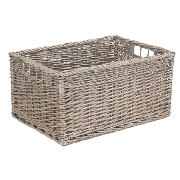 Red Hamper Antique Wash Unlined Wicker Storage Basket