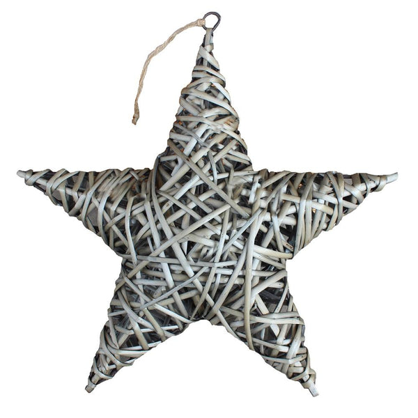 red hamper Antique Wash Wicker Full Star Christmas Decoration