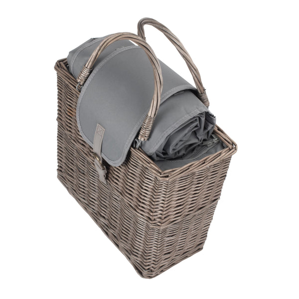 Red Hamper Antique Wash Willow Chiller Basket With Picnic Blanket