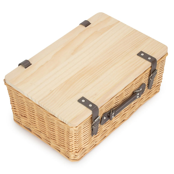Red Hamper Buff Willow Empty Picnic Basket With Pinewood Lid