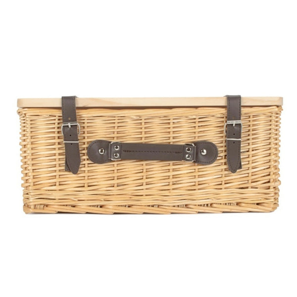 Red Hamper Buff Willow Empty Picnic Basket With Pinewood Lid
