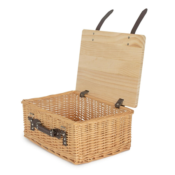 red hamper Buff Willow Empty Picnic Basket with Pinewood Lid