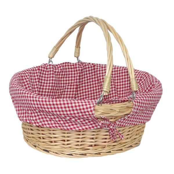 Red Hamper Buff Willow Medium Swing Handle Wicker Shopping Basket