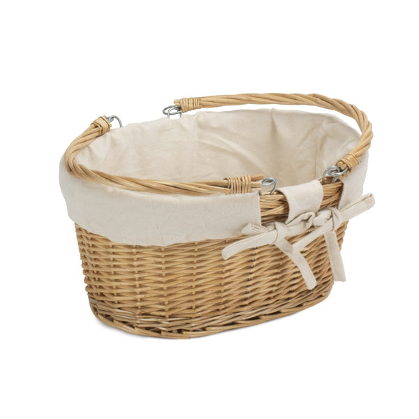 Red Hamper Buff Willow Medium Swing Handle Wicker Shopping Basket