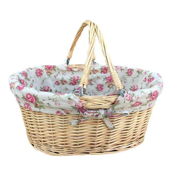 red hamper Buff Willow Medium Swing Handle Wicker Shopping Basket