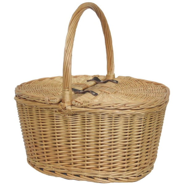 Red Hamper Buff Willow Oval Butterfly Lidded Picnic Basket