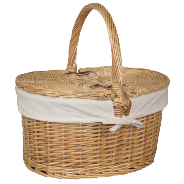 Red Hamper Buff Willow Oval Butterfly Lidded Picnic Basket