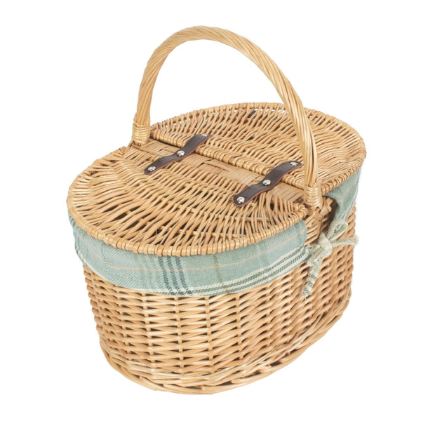 Red Hamper Buff Willow Oval Butterfly Lidded Picnic Basket