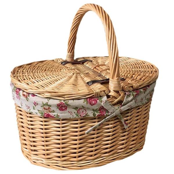 red hamper Buff Willow Oval Butterfly Lidded Picnic Basket