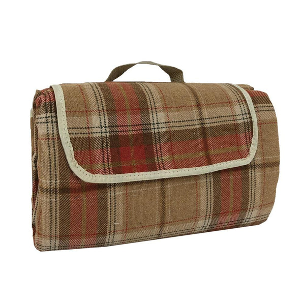 red hamper Burnt Orange Polyester Fleece Tartan Picnic Blanket