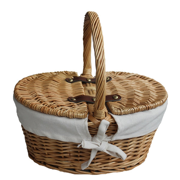 Red Hamper Child's Lined Oval Lidded Shopping Basket