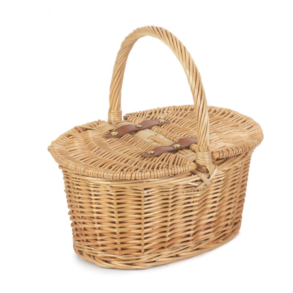 Red Hamper Child's Lined Oval Lidded Shopping Basket