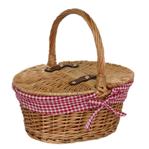 red hamper Child's Lined Oval Lidded Shopping Basket