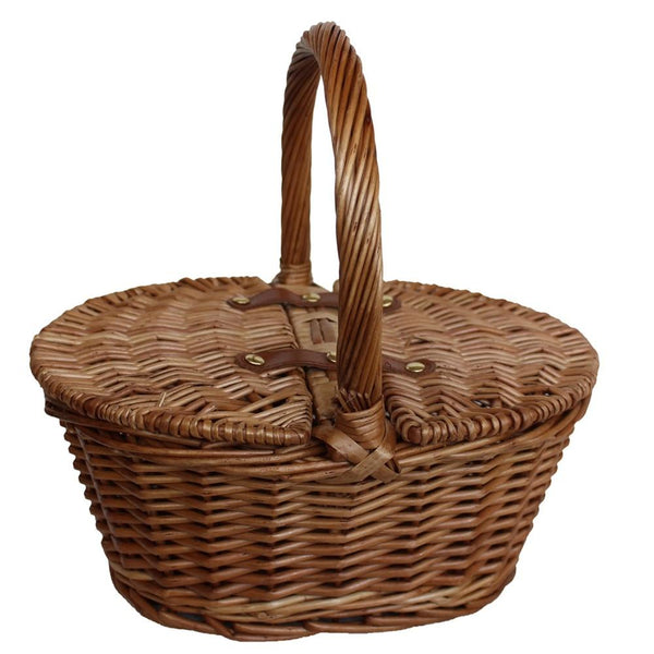 Red Hamper Childs Light Steamed Finish Oval Wicker Picnic Basket