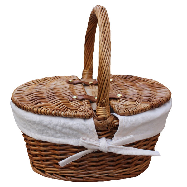 Red Hamper Childs Light Steamed Finish Oval Wicker Picnic Basket