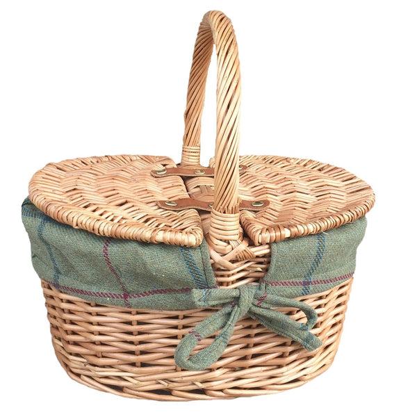 red hamper Childs Light Steamed Finish Oval Wicker Picnic Basket