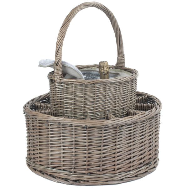 Red Hamper Chilled Wicker Drinks Basket With Glasses