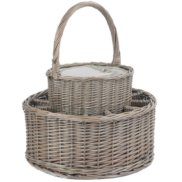 Red Hamper Chilled Wicker Drinks Basket With Glasses