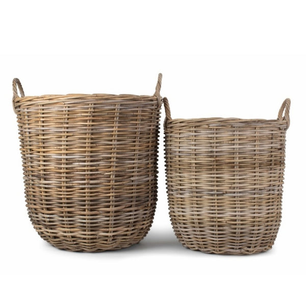 Red Hamper Cordura Lined Tall Round Fireside Rattan Log Basket