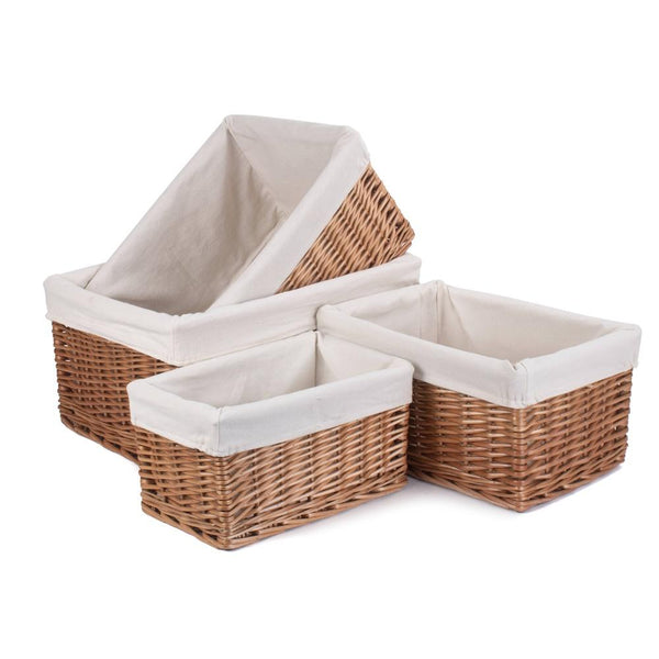 red hamper Cotton Lined Double Steamed Wicker Storage Basket
