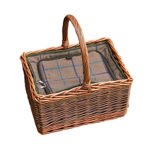 red hamper Deluxe Butchers Wicker Picnic Basket with Fitted Cooler