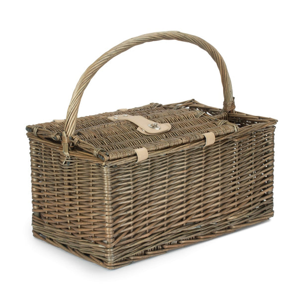 Red Hamper Deluxe Retro Double Lidded Wicker Fitted Picnic Basket