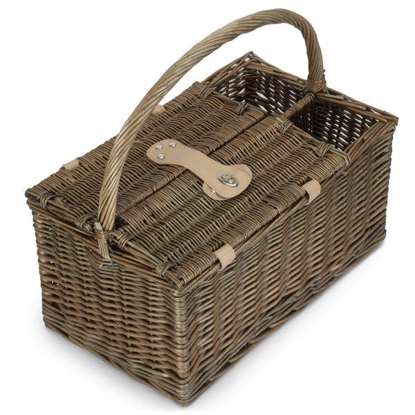 Red Hamper Deluxe Retro Double Lidded Wicker Fitted Picnic Basket
