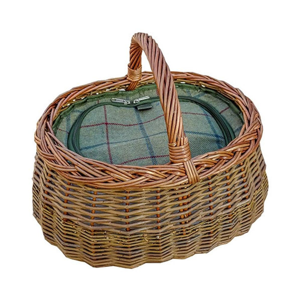 red hamper Deluxe Wicker Car Basket with Fitted Cooler