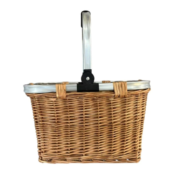 red hamper Double Steamed Folding Aluminium Handle Shopping Basket