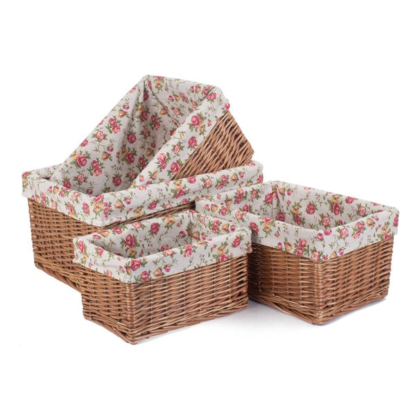red hamper Double Steamed Garden Rose Wicker Storage Baskets