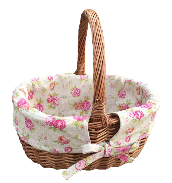 red hamper Double Steamed Oval Wicker Shopping Basket