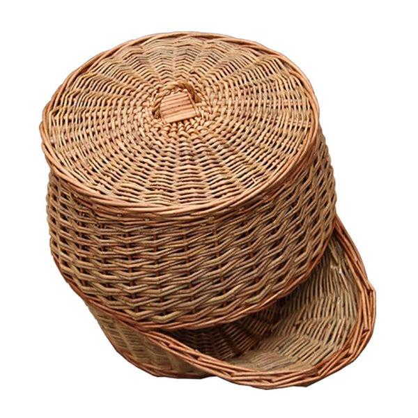 red hamper Double Steamed Willow Potato Storage Basket