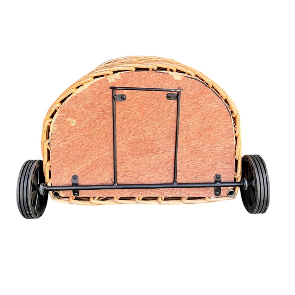 Red Hamper Full Buff Willow Wheeled Shopping Basket