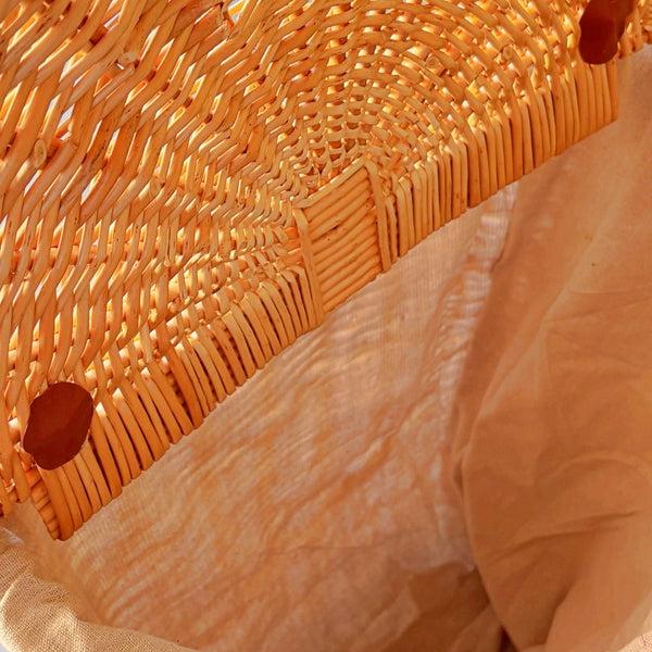 Red Hamper Full Buff Willow Wheeled Shopping Basket