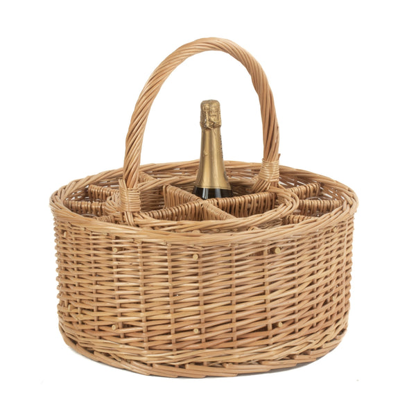 Red Hamper Garden Wicker Drinks Basket Complete With 12 Glasses