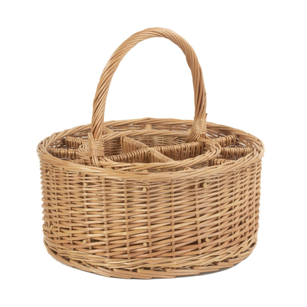 Red Hamper Garden Wicker Drinks Basket Complete With 12 Glasses