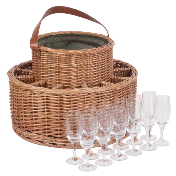 Red Hamper Green Tweed Chilled Wicker Garden Party Basket
